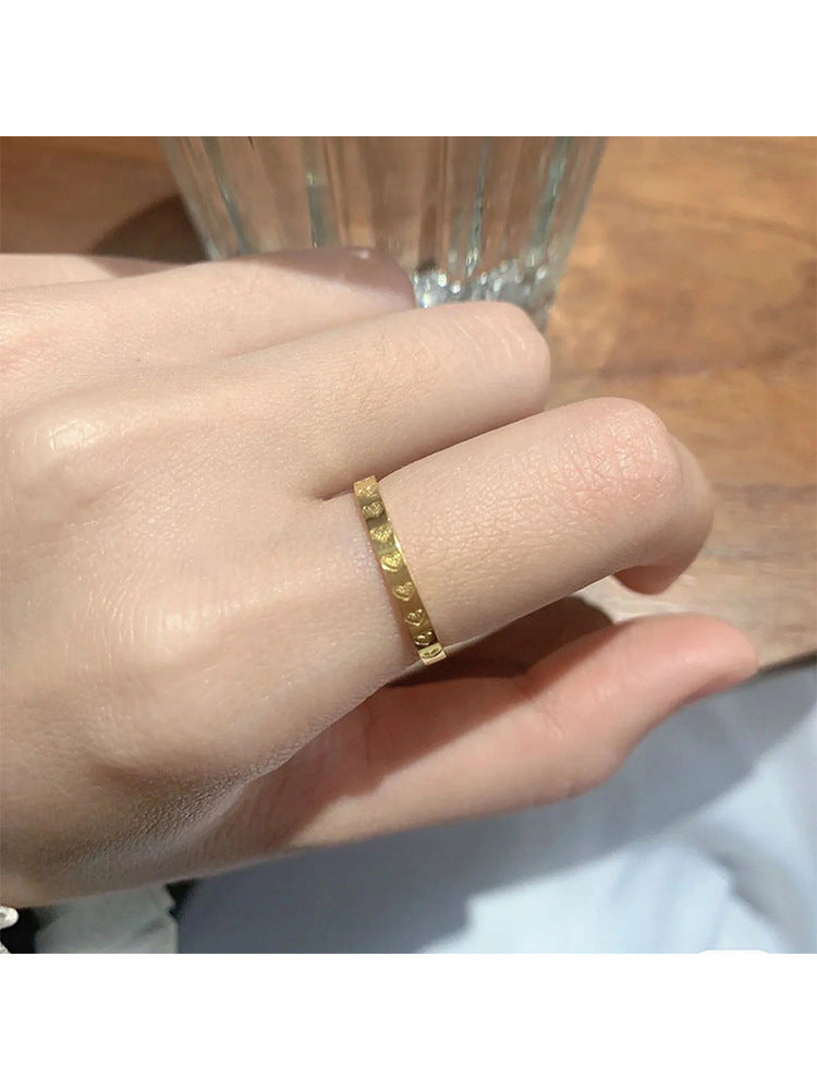 Women's 18K Gold-Plated Titanium Heart Couple Ring