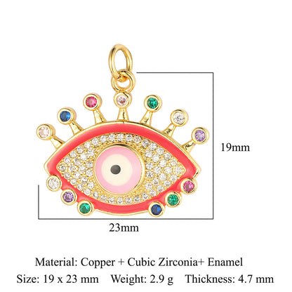 Oil drop copper zircon pendant palm eye face crown