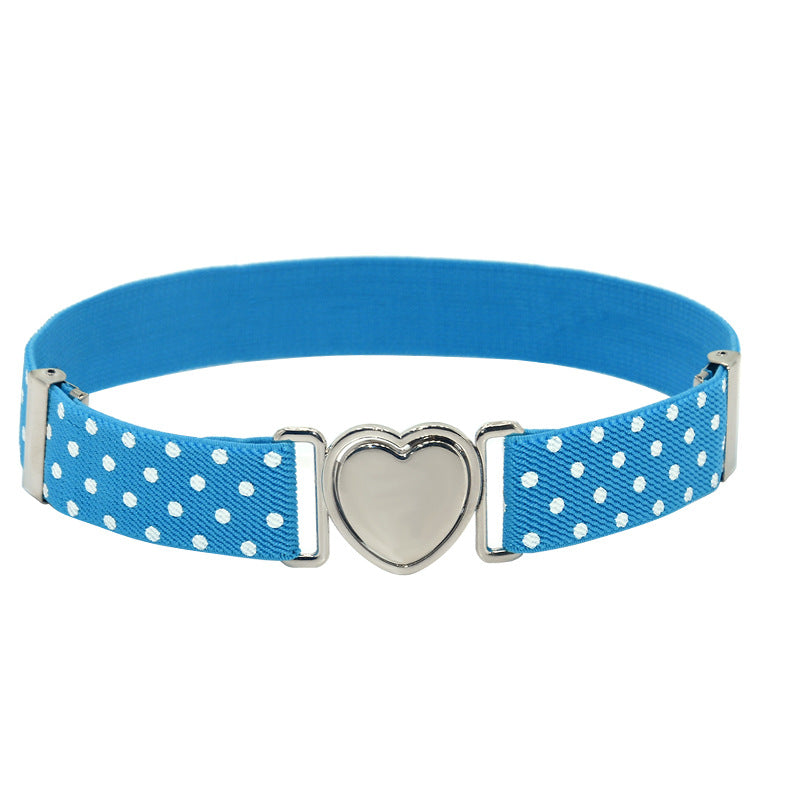 Silver Heart Buckle Adjustable Kids Belt