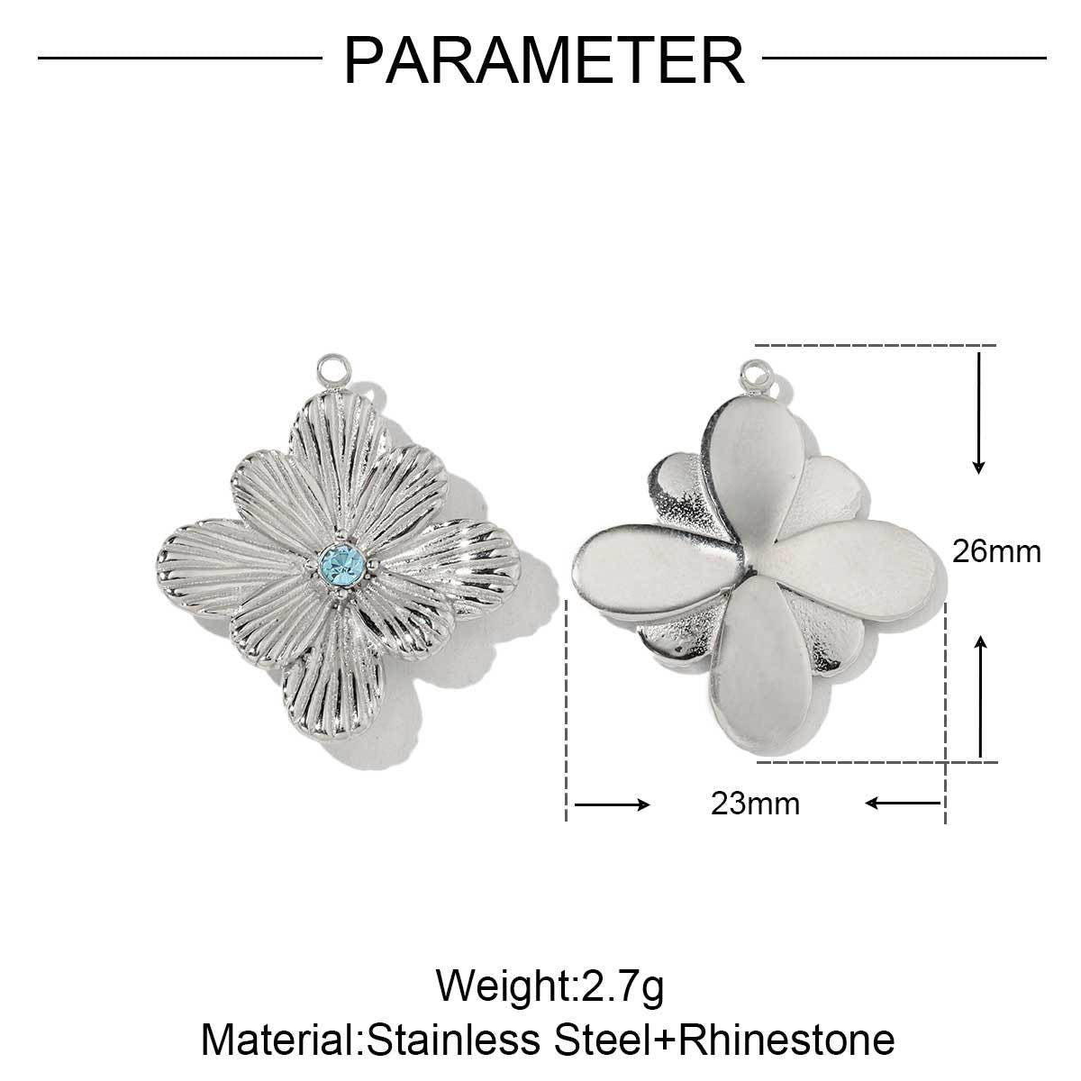 Two-color daisy leafy flower titanium steel pendant