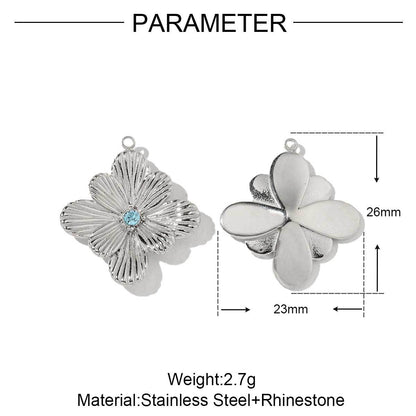 Two-color daisy leafy flower titanium steel pendant