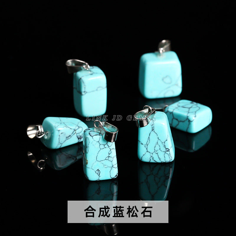 Amethyst rough stone square pendant.