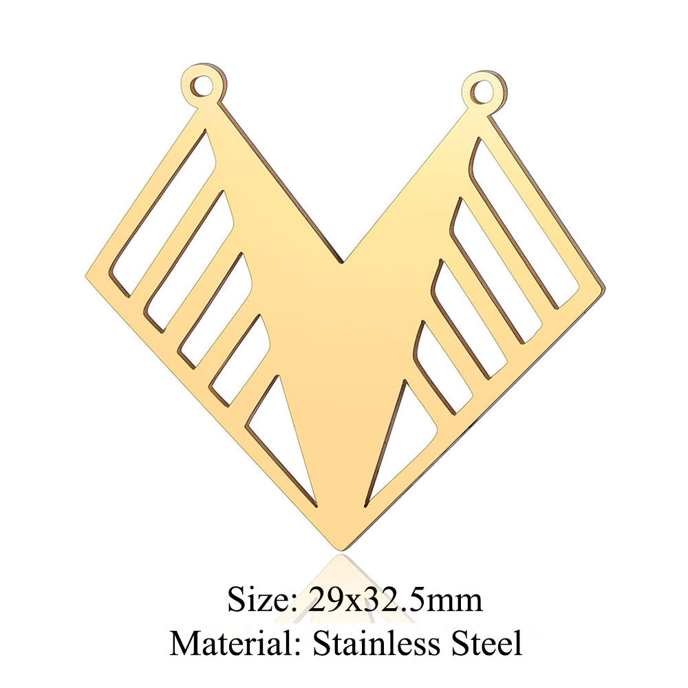 5 pcs/titanium steel hollow geometric shape large pendant heart shape square