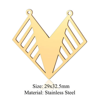 5 pcs/titanium steel hollow geometric shape large pendant heart shape square