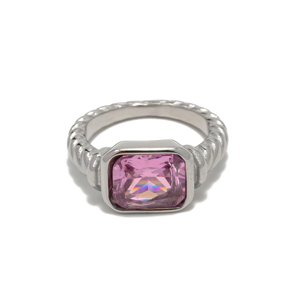 Pink zircon ring