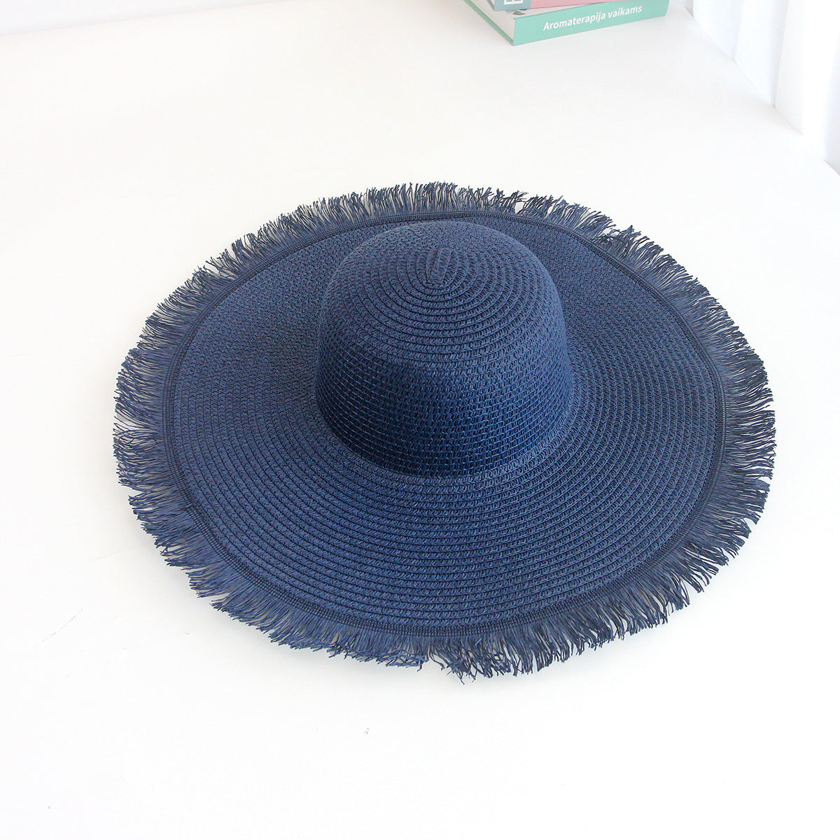 48cm Frayed Brim Straw Hat