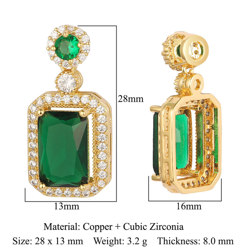 Copper zircon pendant water drop oval square