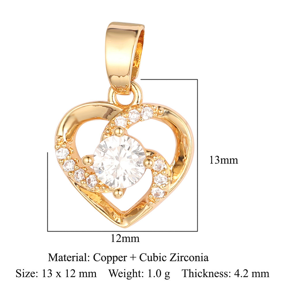 Heart-shaped wings square round zircon pendant.