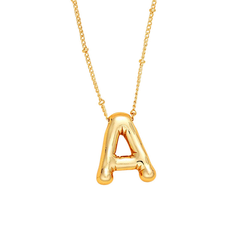 Chubby Letter Pendant Necklace