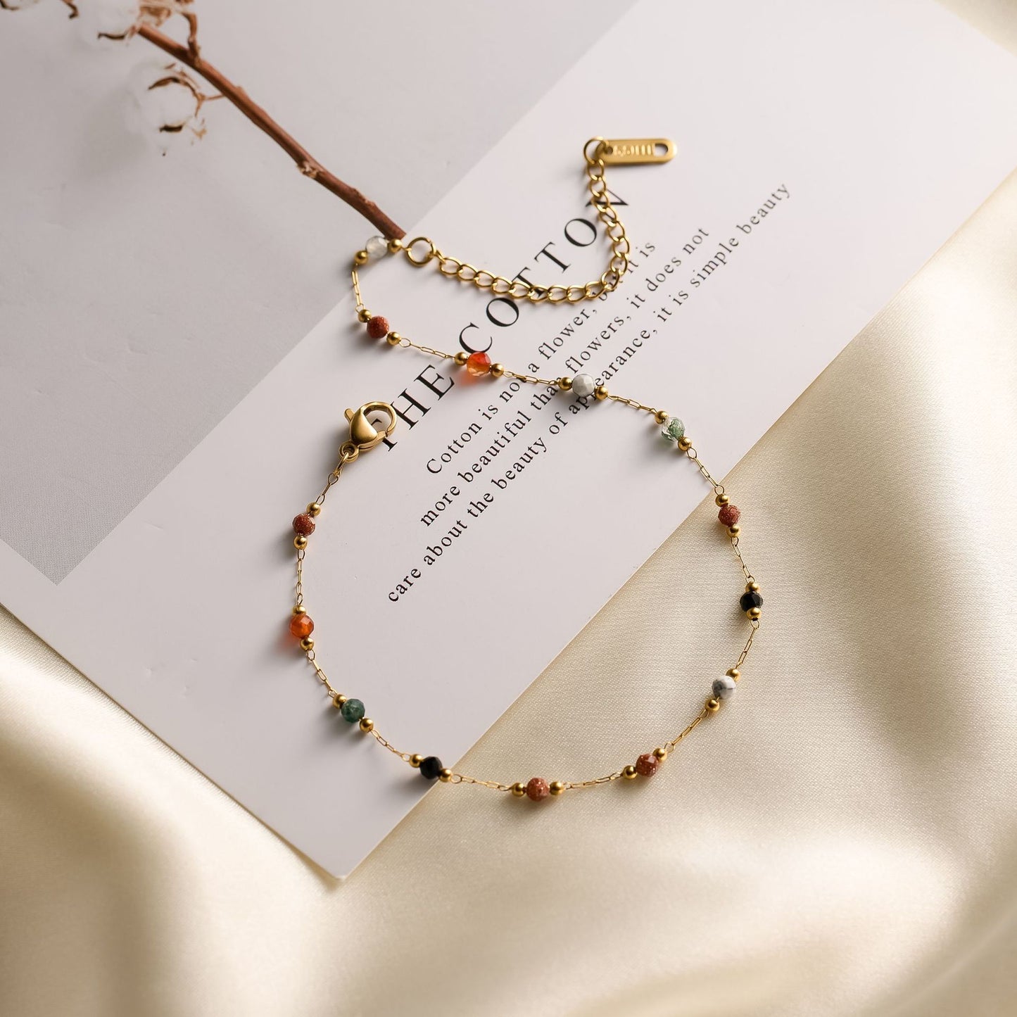 Women's Titanium Steel Natural Stone Necklace & Geometric Zircon Bracelet Set