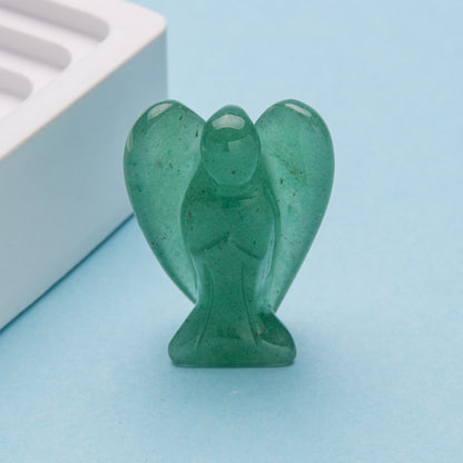 Cristal 1,5 polegadas anjo escultura pedra de quartzo diy decoração para casa pingente 