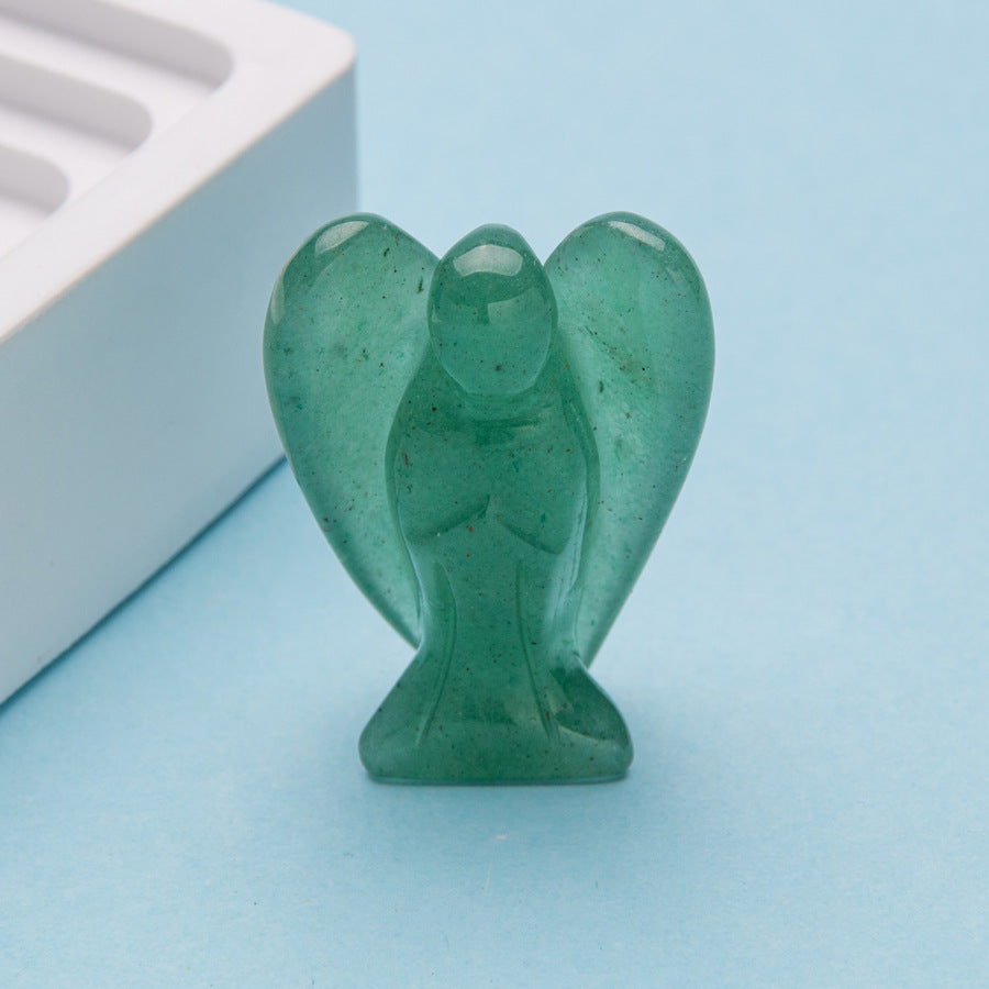 Cristal 1,5 polegadas anjo escultura pedra de quartzo diy decoração para casa pingente 