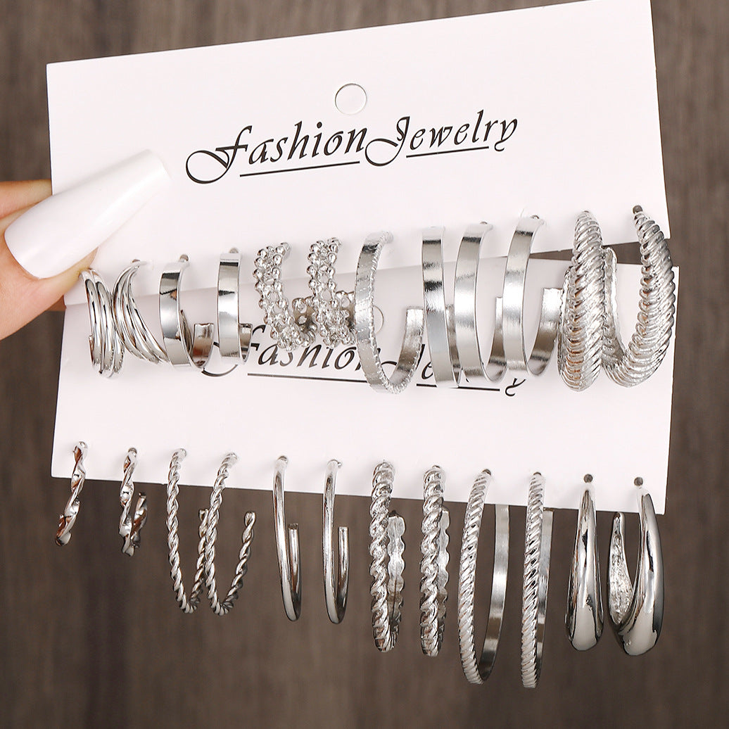 Geometric earrings set 12-piece set