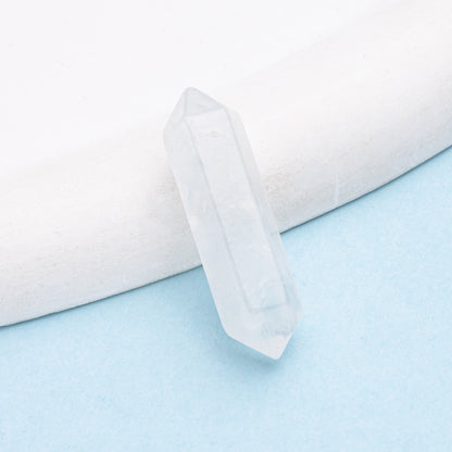 Colar de pingente de coluna hexagonal de ponta dupla de cristal 