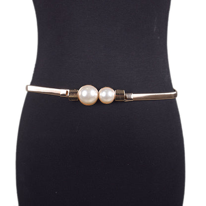 Pearl double buckle waist chain