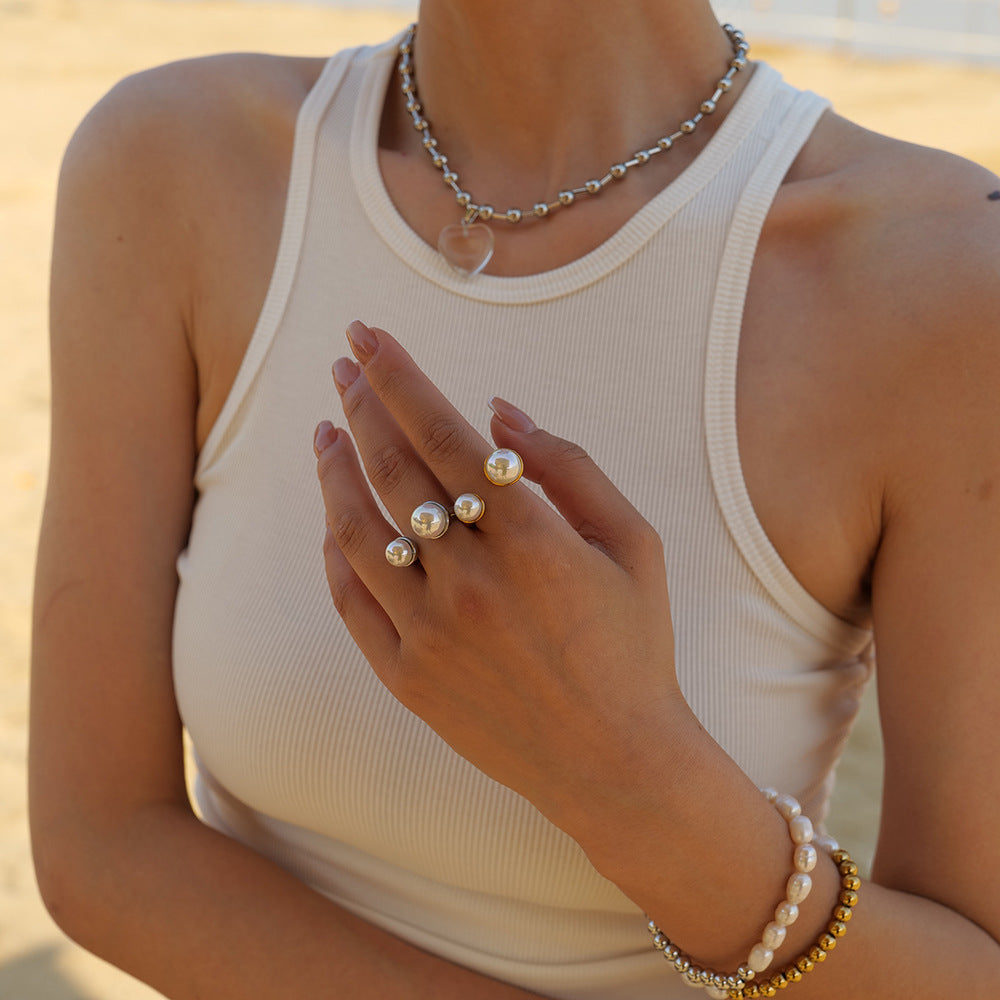 Anillo abierto tamaño perla 