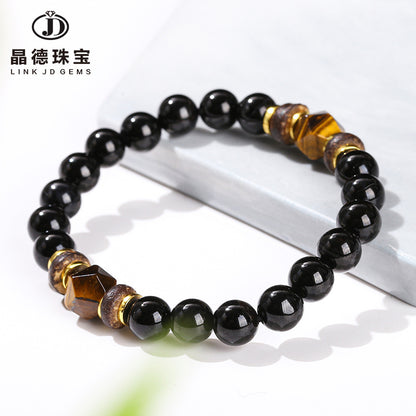 3A natural black agate bracelet