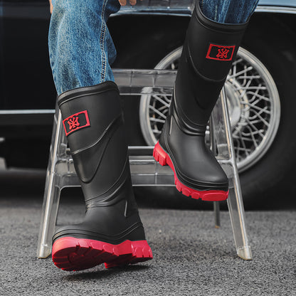 Rain shoes men's European and American style tall tube
