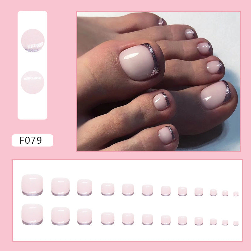 French Diamond Glitter Toe Nails