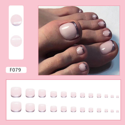 French Diamond Glitter Toe Nails