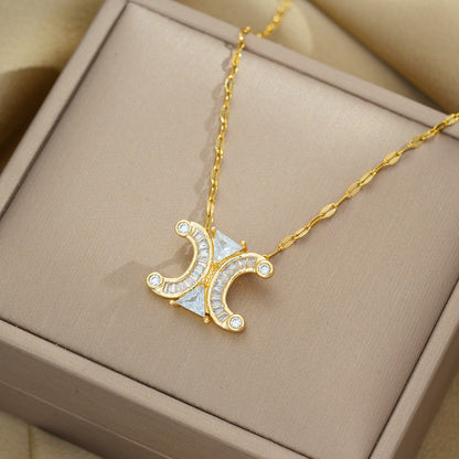 Chic Elegant Double C Arc Necklace Earrings Set