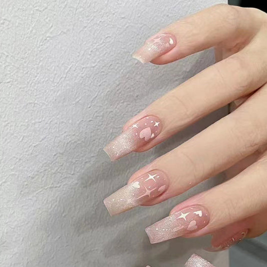 Valentine's Cat Eye Glitter Nails