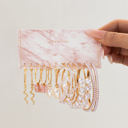 French retro inlaid imitation pearl earrings