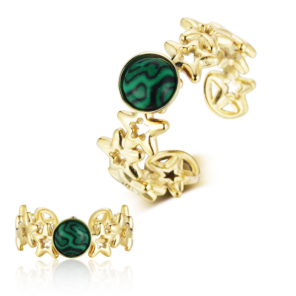 Dripping star love peach heart titanium steel ring