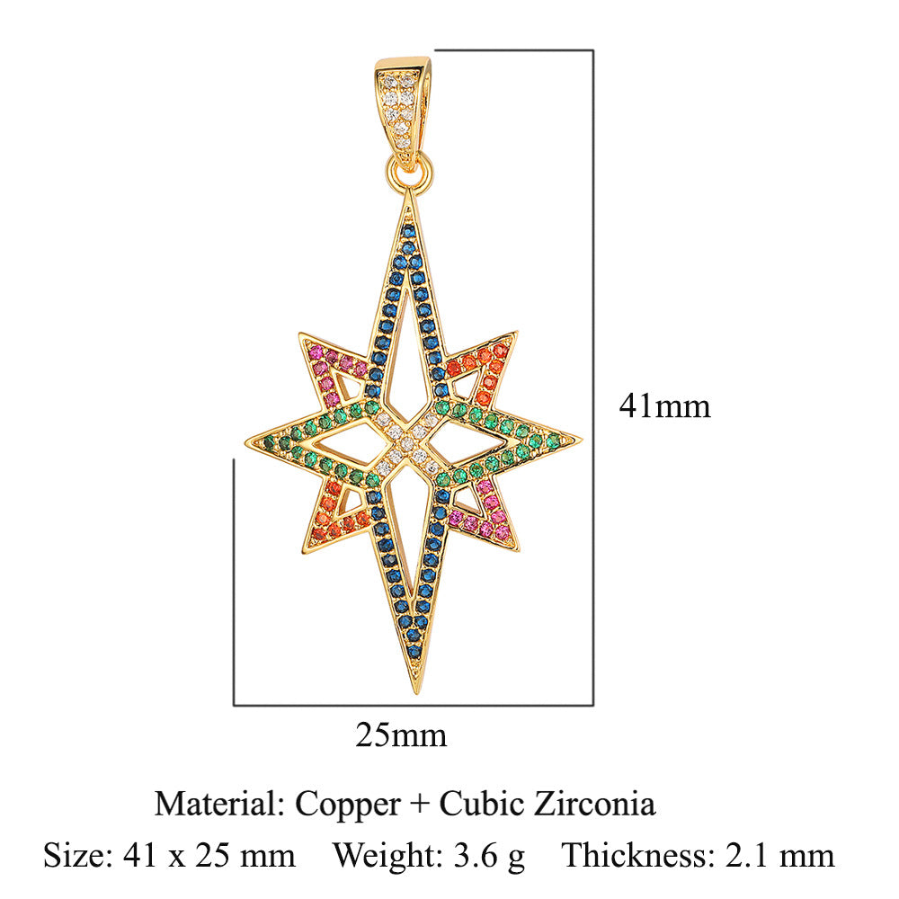 Colgante de cobre y circonita con forma de sol y loto de dinosaurio 