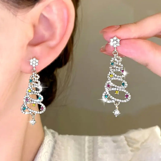 Diamond Christmas Tree Earrings