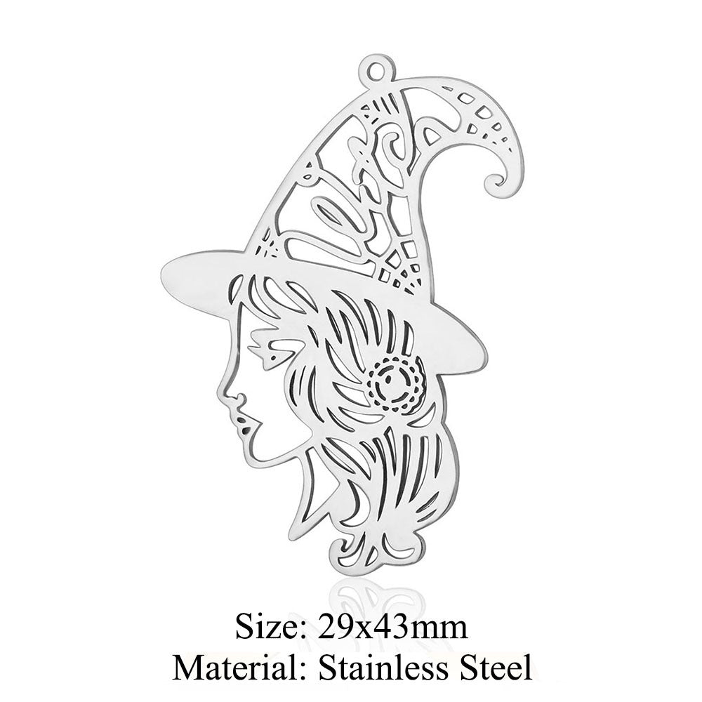 5 pcs/bag witch hat titanium steel eye pendant