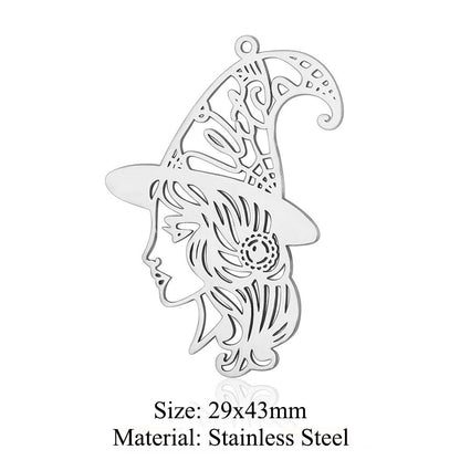 5 pcs/bag witch hat titanium steel eye pendant