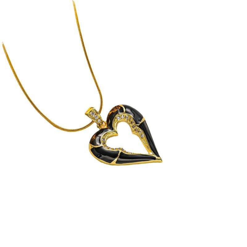 18K Gold-plated Titanium Snake Bone Chain Heart Pendant