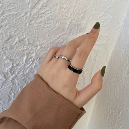 Anillo de tres piezas personalizado retro negro 