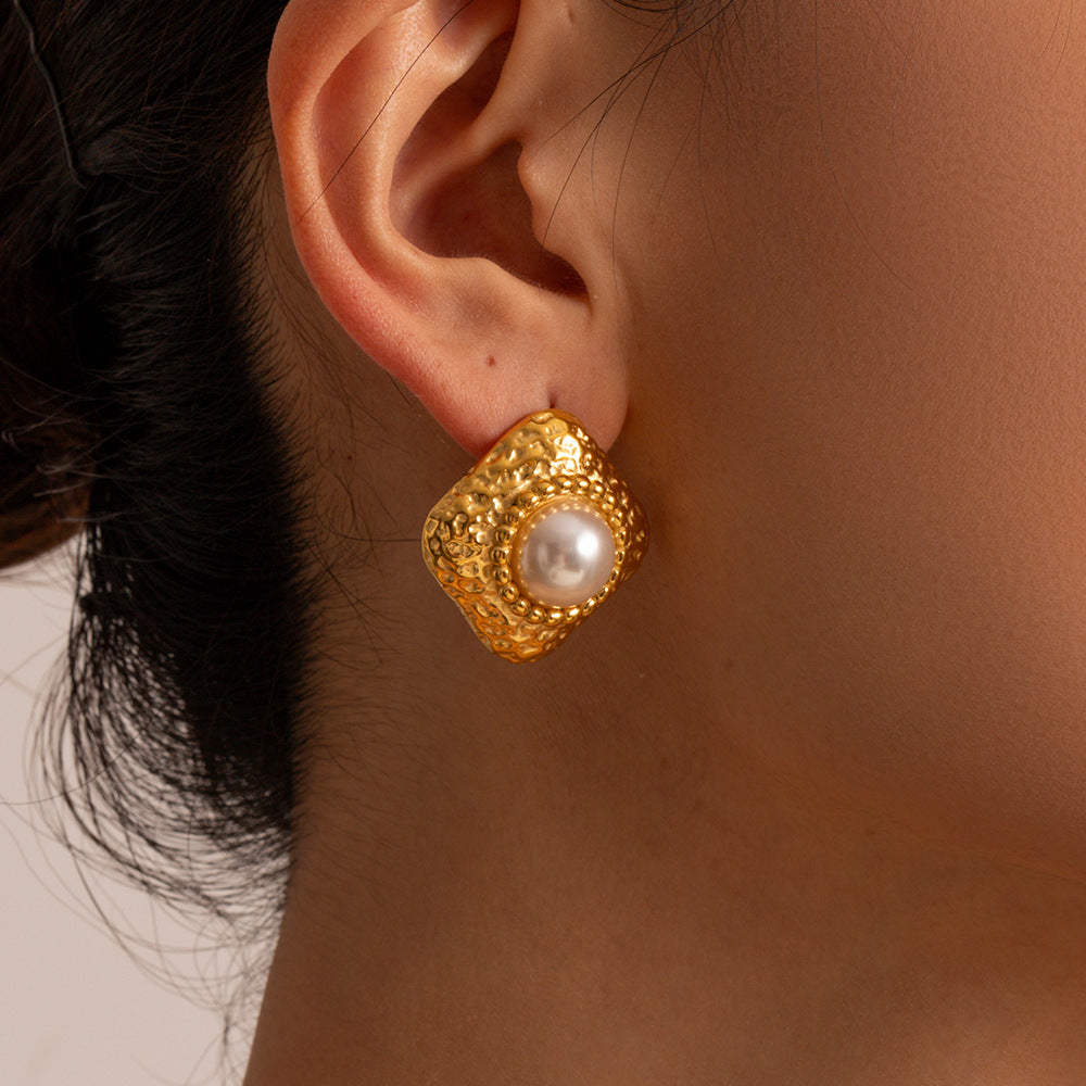 Hammered Square Earrings