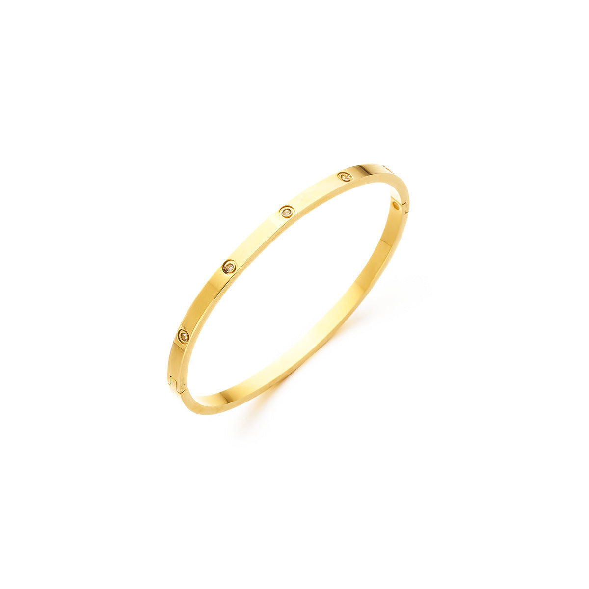 18K Gold-Plated Stainless Steel 4mm Diamond Row Bracelet — Narrow, Non-Fading