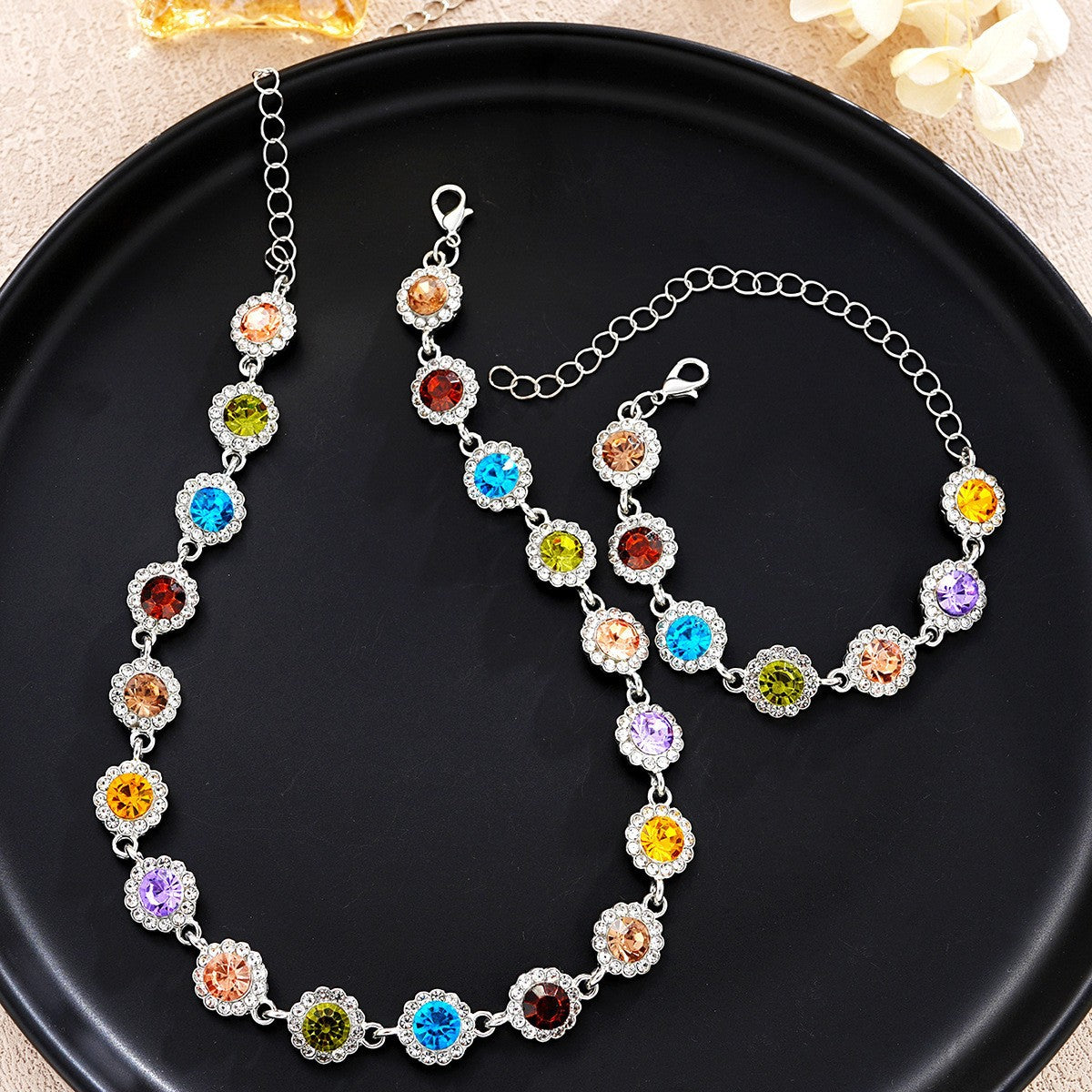 Zircon Bracelet Necklace Set