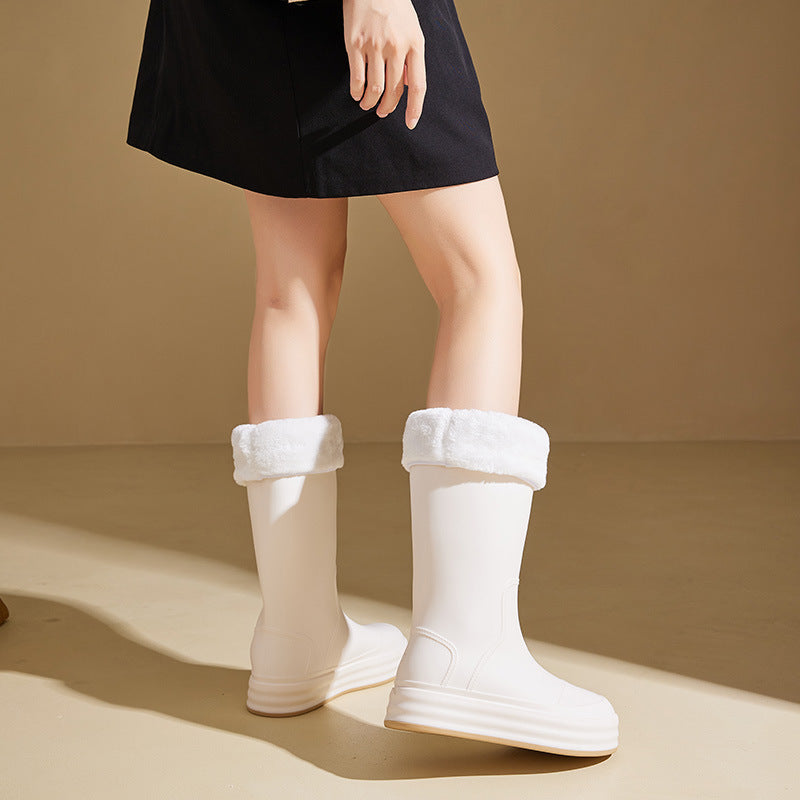 thick-soled medium and long tube rubber shoes