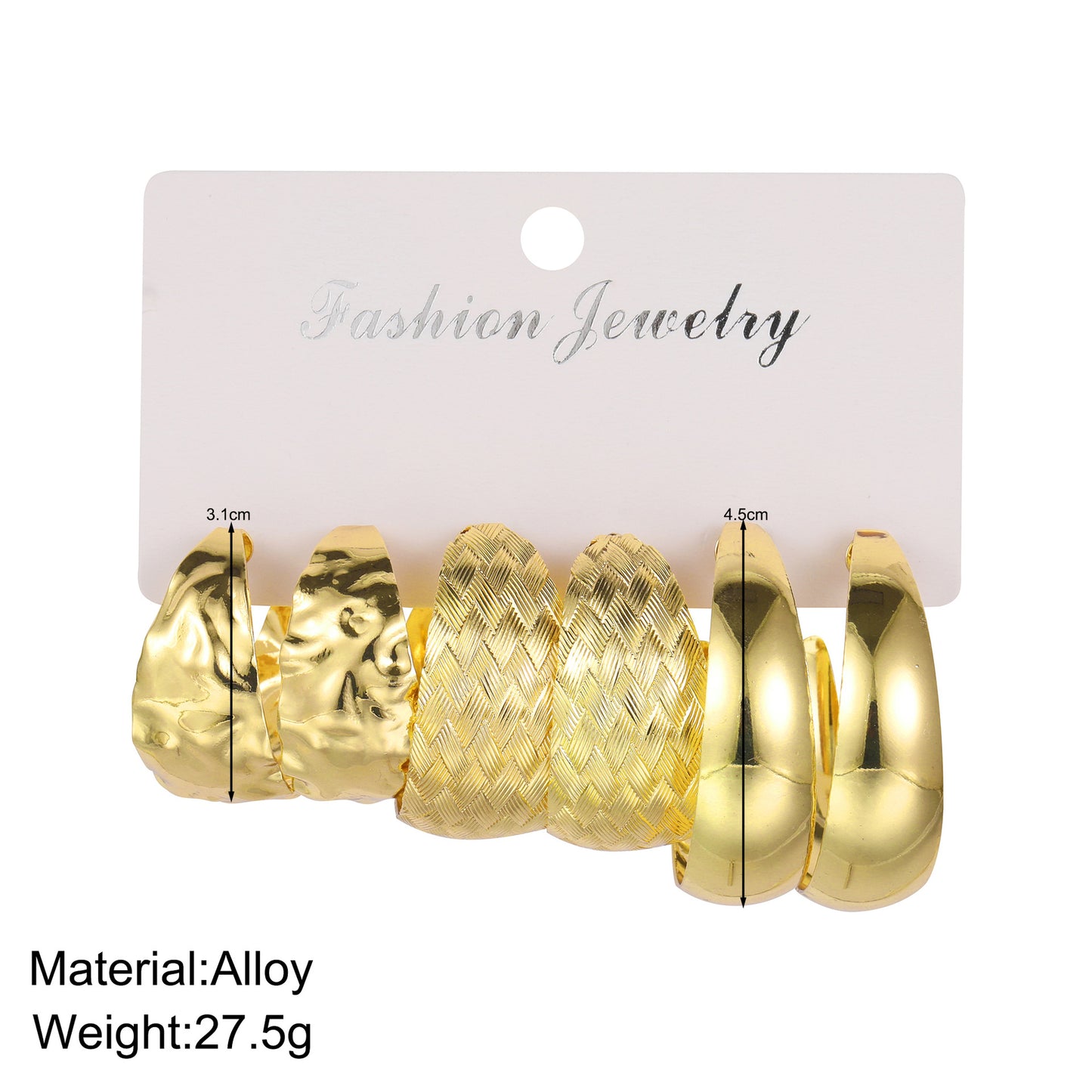 Gold C-Shaped Hoop Earring Set