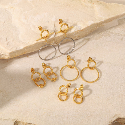 Hollow hoop pendant earrings