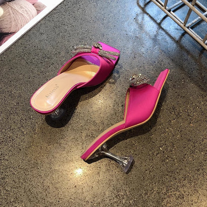 Stereo-heeled rhinestone heels for women