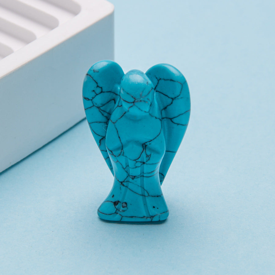 Cristal 1,5 polegadas anjo escultura pedra de quartzo diy decoração para casa pingente 