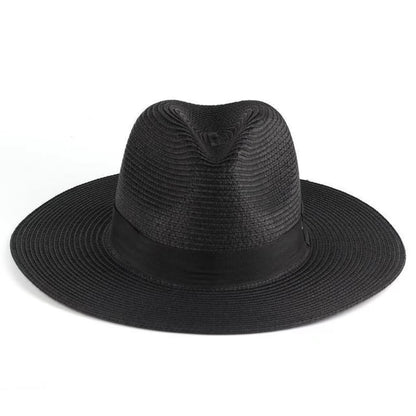 Unisex Summer Sun Protection Straw Wide Brim Beach Hat Panama