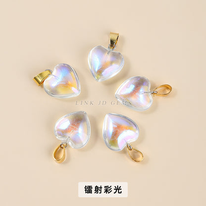 16Mm magic color glazed love-shaped glass pendant