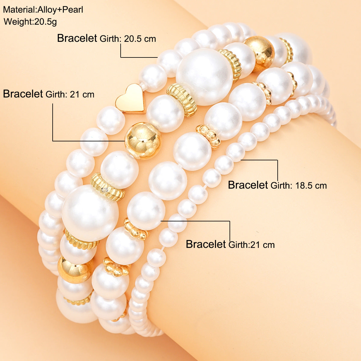 Milk White Pearl Love Bracelet Set