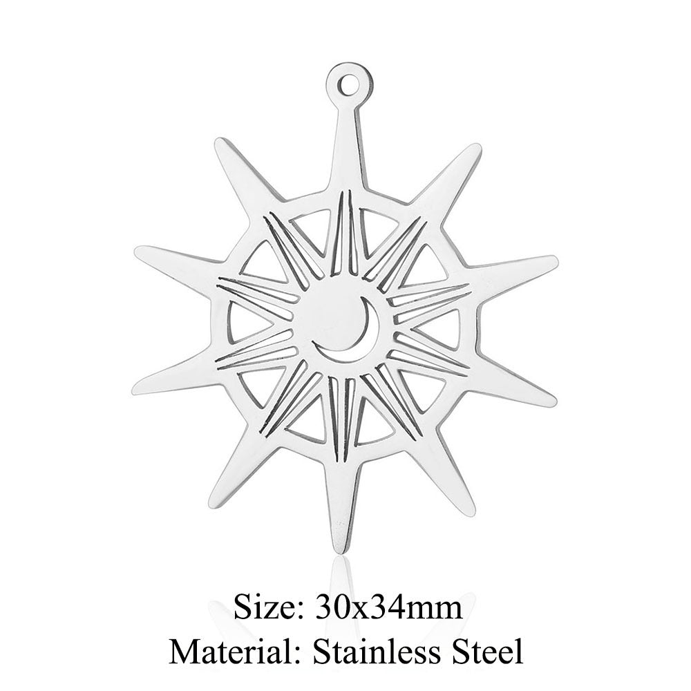 5 pcs/pack geometric shaped cosmic water drop titanium steel pendant