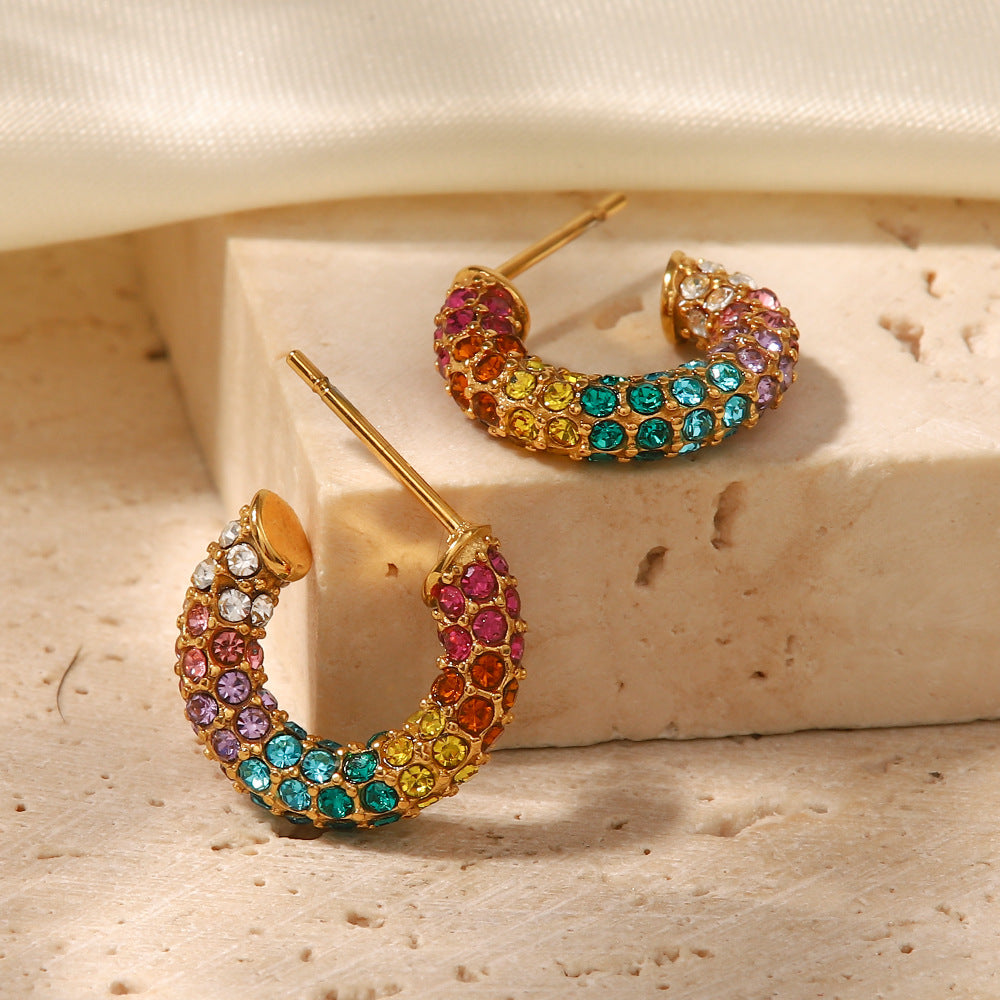 Colorful Zirconia Hoop Earrings