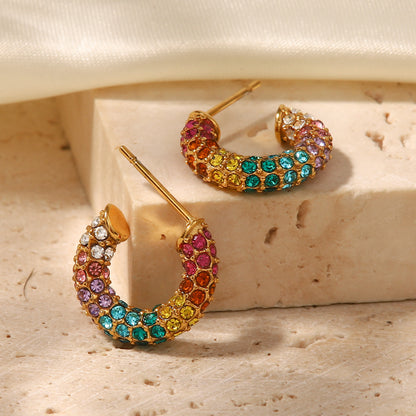 Colorful Zirconia Hoop Earrings