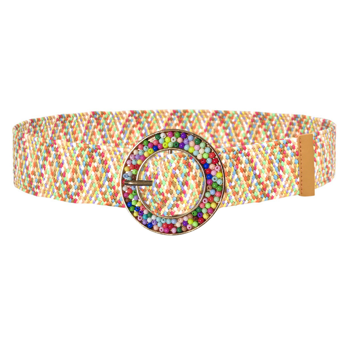 Colorful PP grass woven women's belt