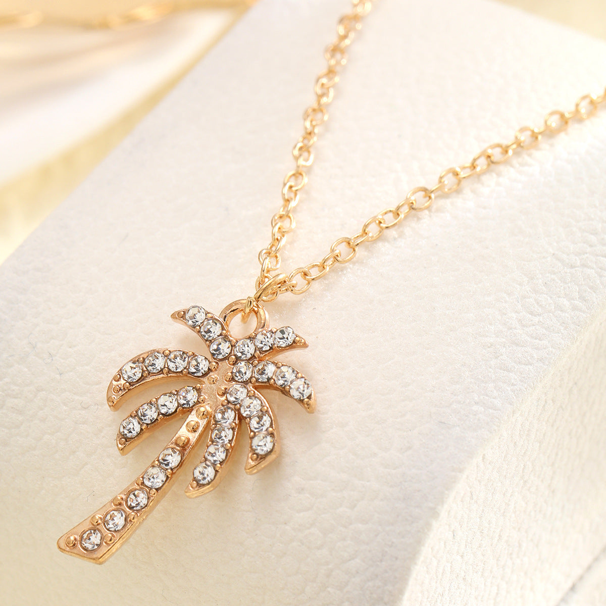 Coconut Tree Pendant Necklace with Diamonds